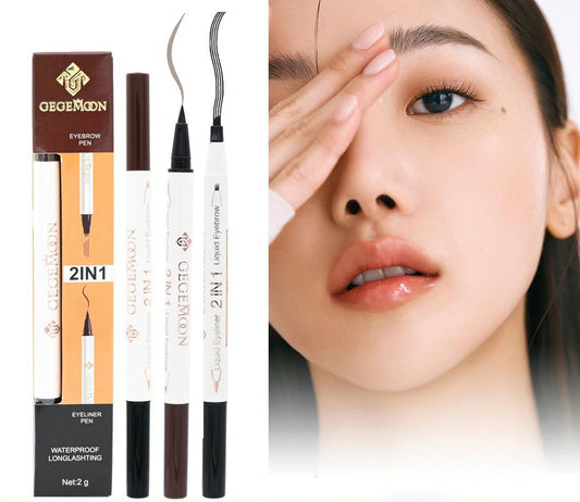 2 in 1 Gegemoon Liquid Eyebrow & Eyeliner | Long Lasting Liquid Eyeliner & Eyebrow Pencil Pack of 2