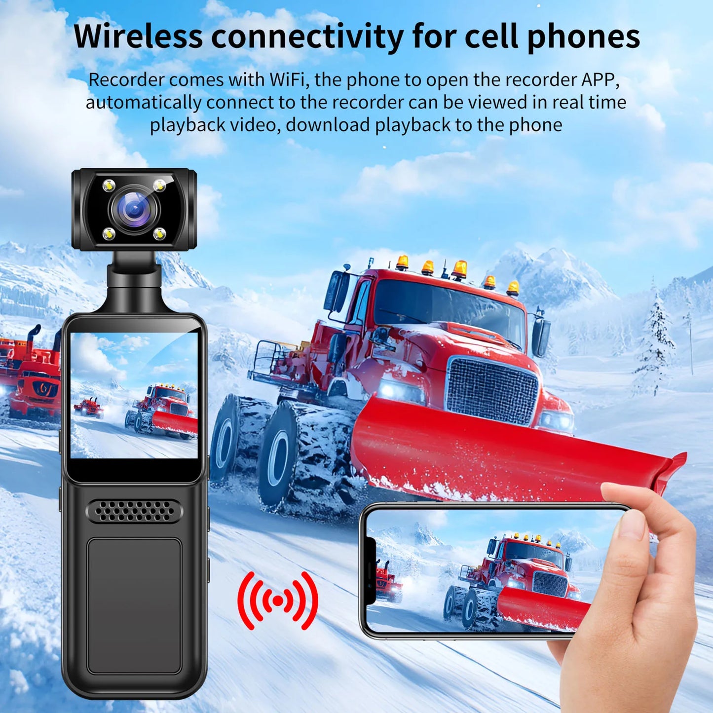 4K WiFi Handheld Camera with 180 Rotating Lens Body Worn Camcorder for Outdoor Sports