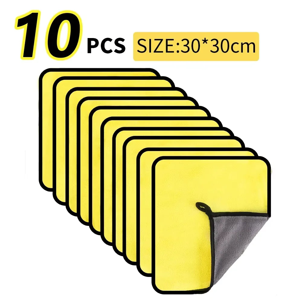 1/2/3/6/10pcs 30X60cm Microfiber Car Cleaning Towels Soft Quick Drying for Windows Mirrors Wiping Rags Double Layer Wash Cloth