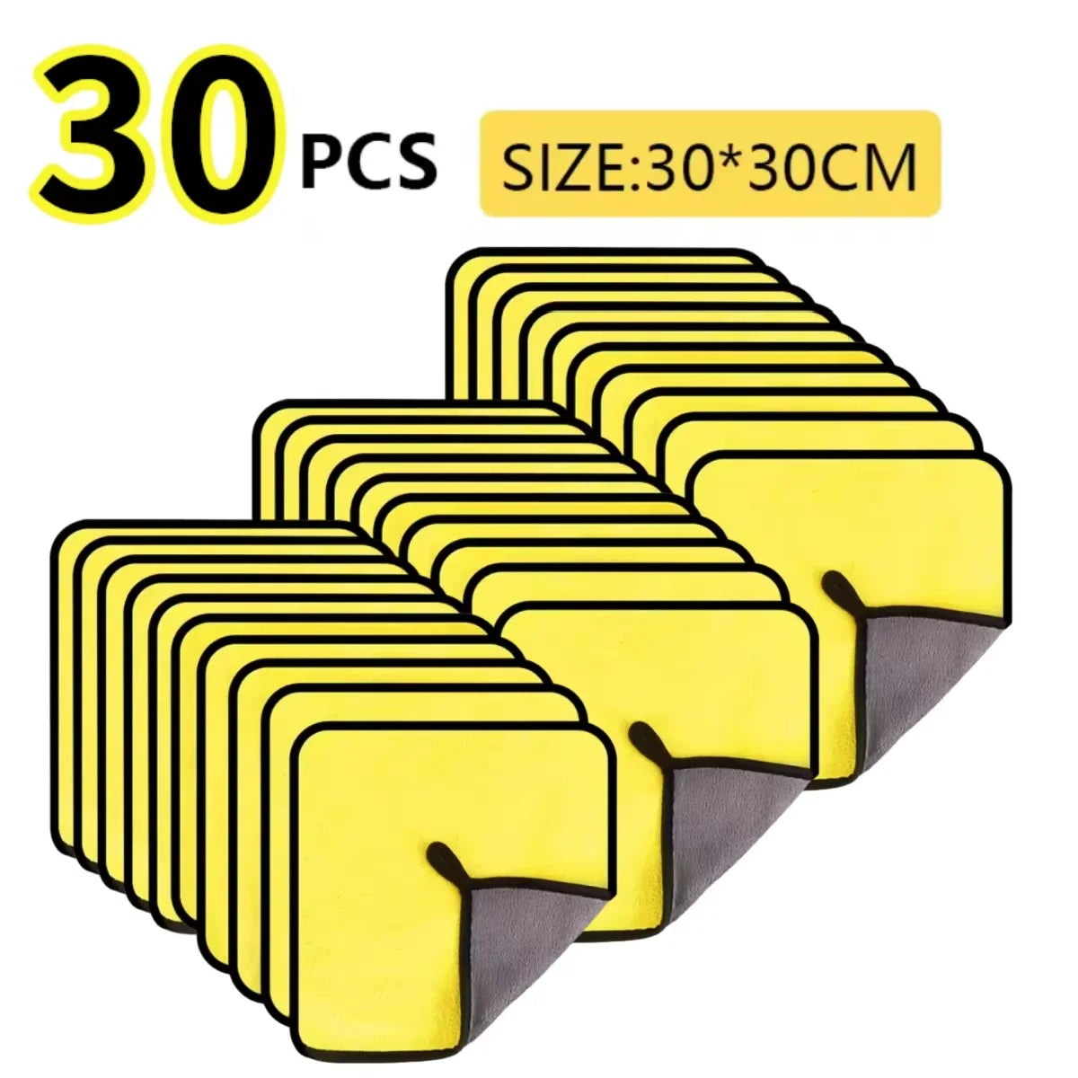 1/2/3/6/10pcs 30X60cm Microfiber Car Cleaning Towels Soft Quick Drying for Windows Mirrors Wiping Rags Double Layer Wash Cloth