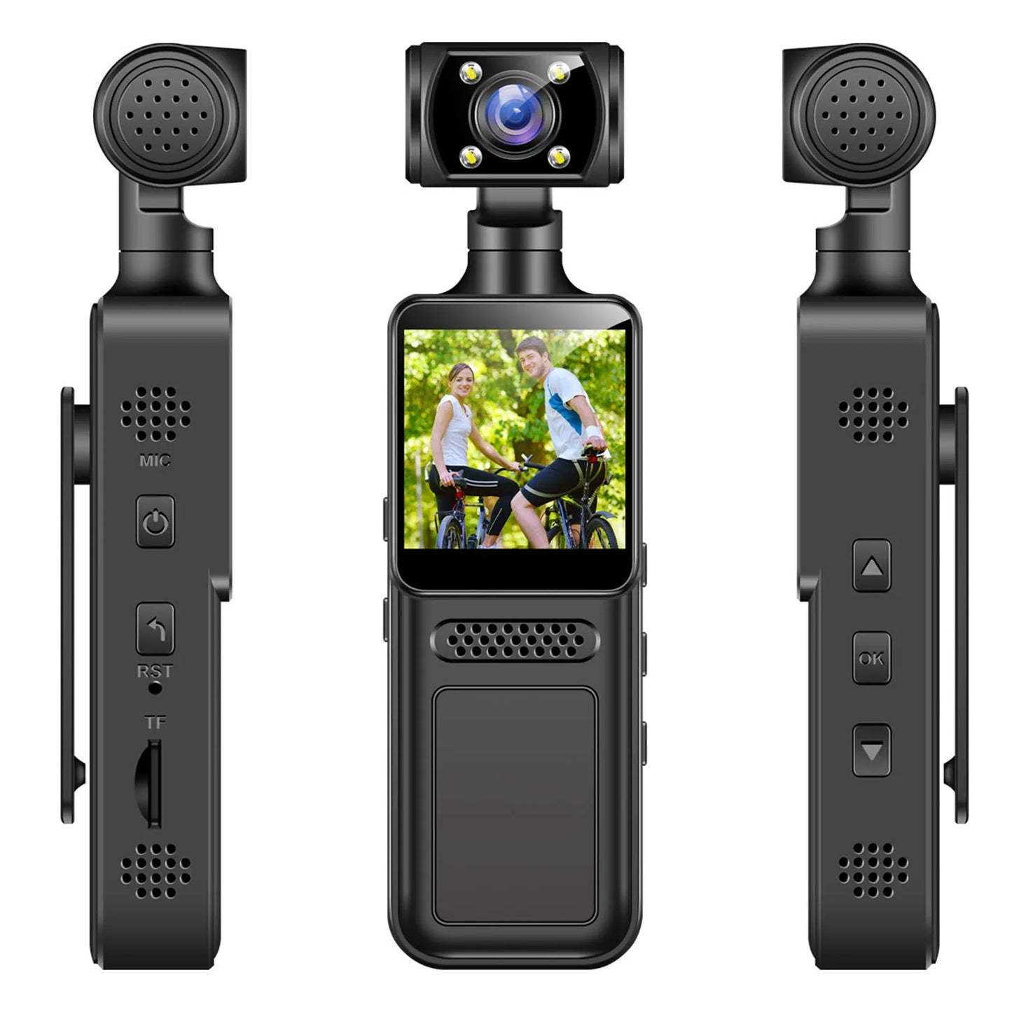 4K WiFi Handheld Camera with 180 Rotating Lens Body Worn Camcorder for Outdoor Sports