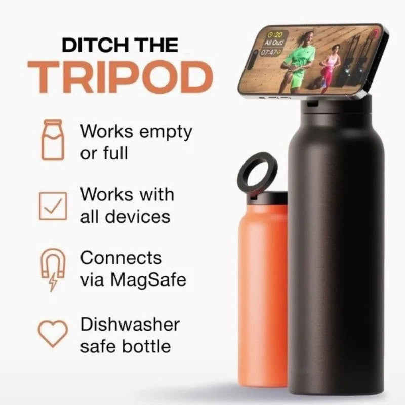 24 Oz Insulated Stainless Steel Sports Water Bottle With Straw Outdoor Insulated Water Mug With Magnetic Phone Holder Thermos